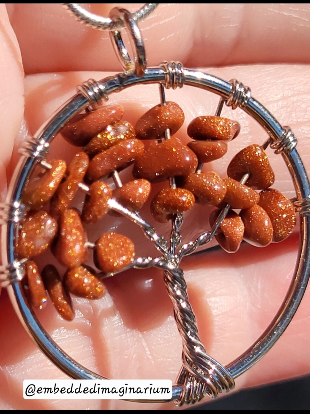 Red  Goldstone Tree of Life Pendant - This Isnt Just A Necklace- Look Closer